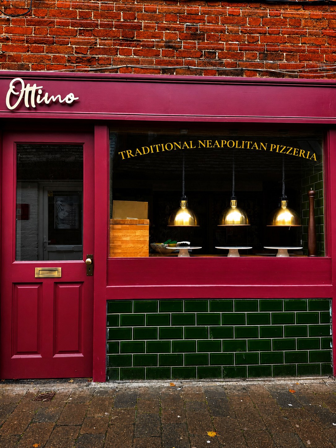 The wine-red Ottimo shopfront on Middle Row